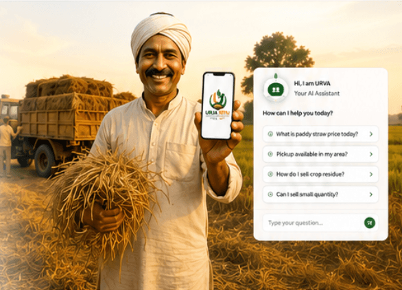 Farmer and Urja Setu Saathi arranging biomass pickup